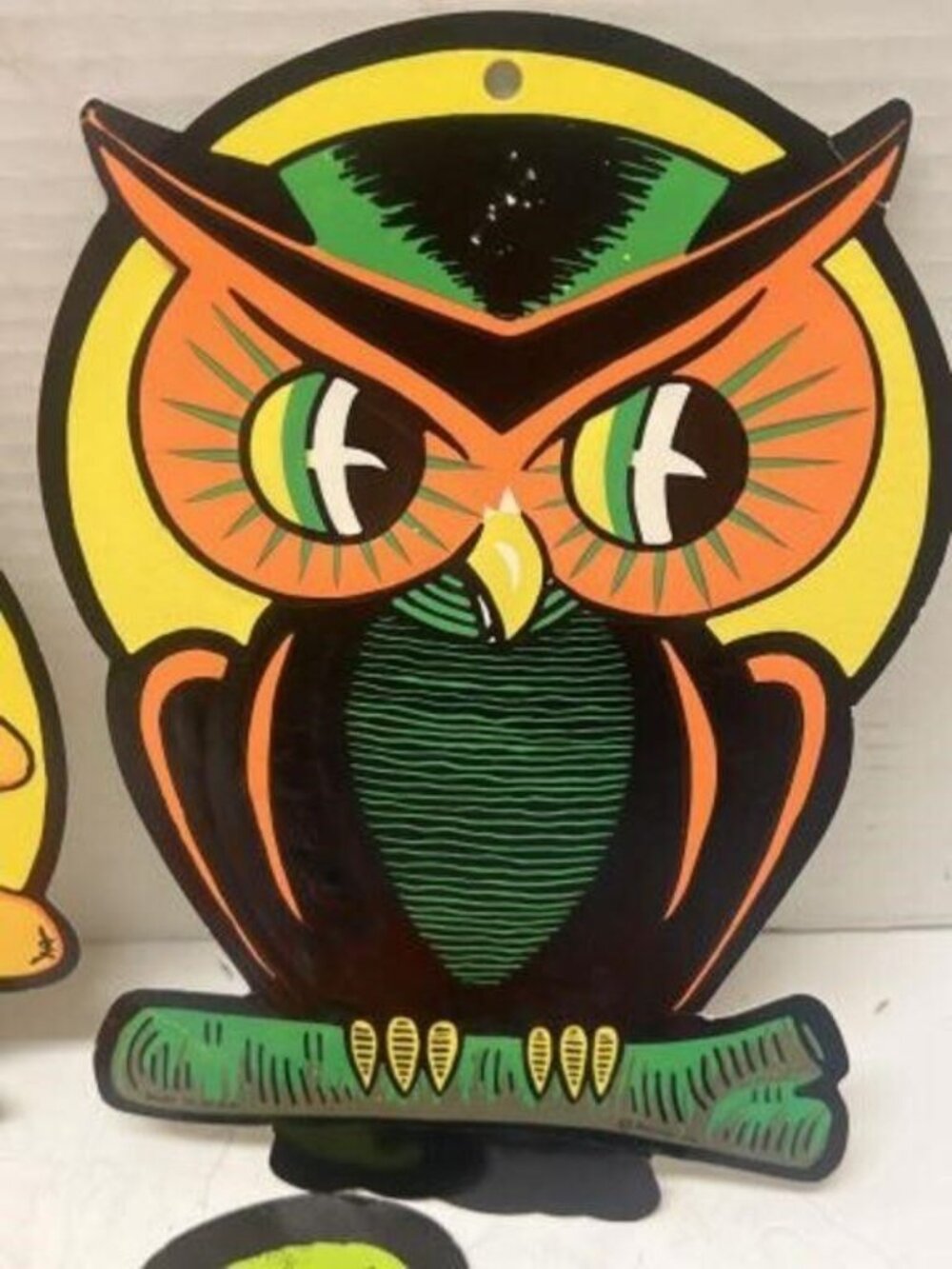 Vintage Beistle Die Cut Halloween Decorations Set of Four Witch Owl Cat Pumpkin - Picture 3 of 8